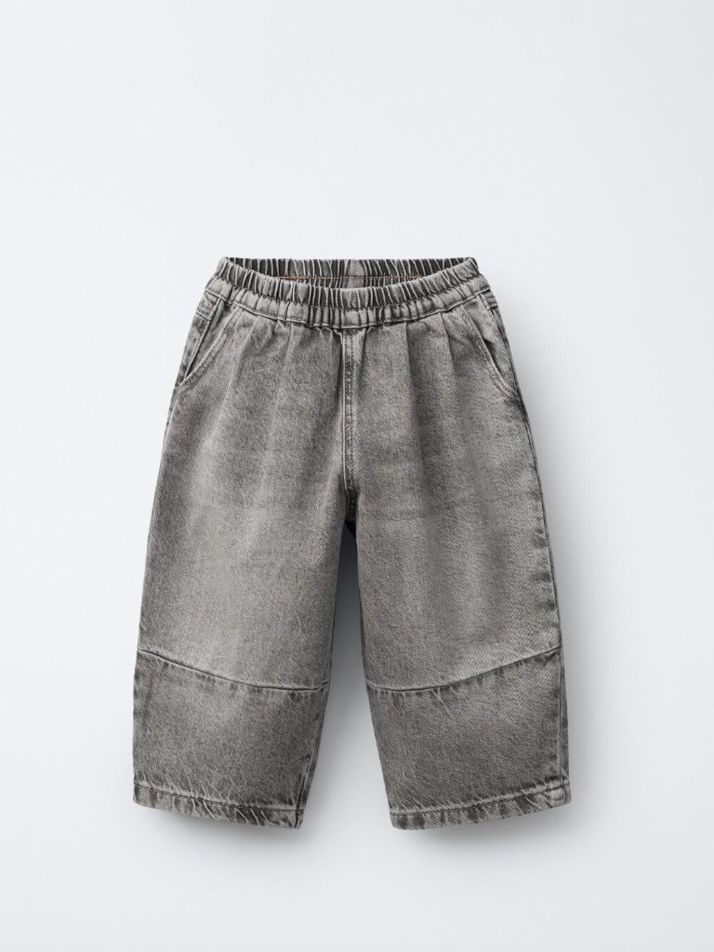 ZARA Baby Balloon Jeans Gray 4Y NWT 100% Cotton Elastic Waist